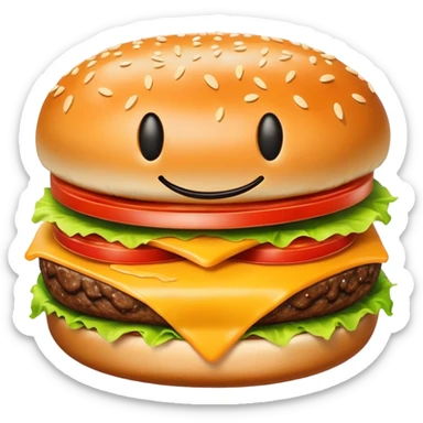 a cheeseburger with a smiley face on it sticker