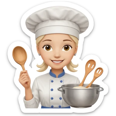 Young female baker – wearing white chef hat

 sticker