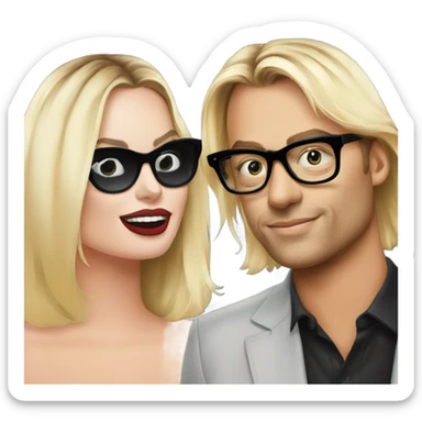 Margot Robbie kiss wearing black glasses  sticker