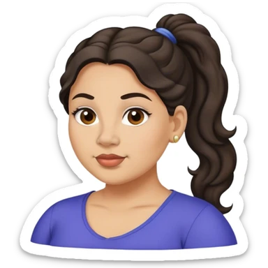  plus size light skin latino women with wavy dark hair in pony tail flat wide nose  sticker