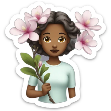 girl with magnolia sticker
