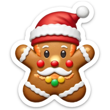 gingerbread cookie in red santa hat shape sticker