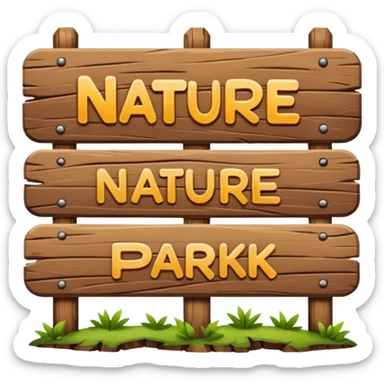 wooden nature park sign sticker