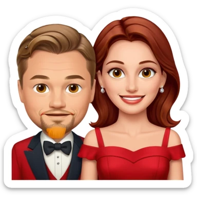 leonardo di caprio and Julia Roberts in a red dress sticker