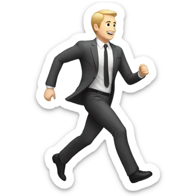 white man running full body with suit sticker