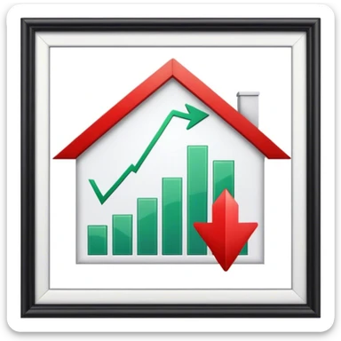 Stock market arrow going up behind the house sticker