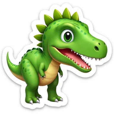 crea un dinosaurio alegre con caracteristicas amigables sticker