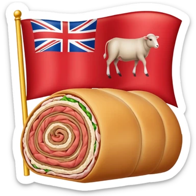country  flag with mutton roll in the middle sticker