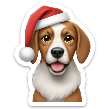 dog wearing a christmas hat sticker