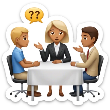 Una mesa de negociación donde una persona callada escucha mientras los demás hablan y revelan información sin darse cuenta. Cuando llega su turno, dice solo unas pocas palabras, pero su decisión es la que define el resultado. sticker