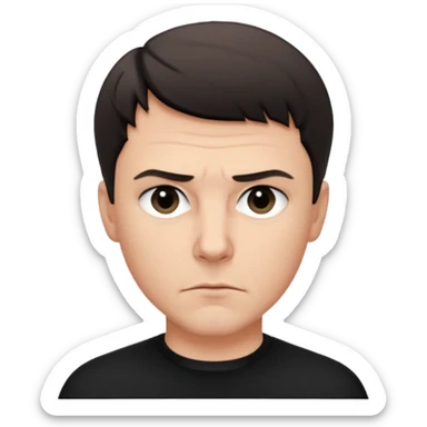 Christoph Schneider, determined face, short hair, black clothing sticker