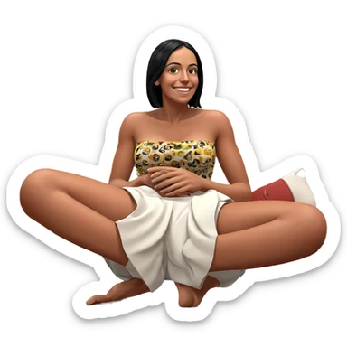 smiling girl with black hair sticker