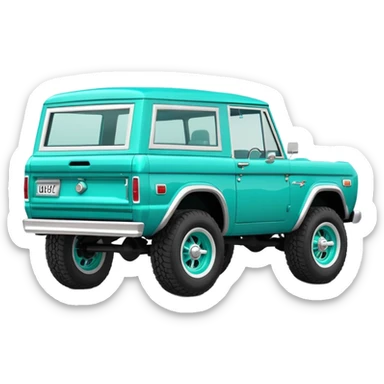turquoise green classic ford bronco with slot alminum wheels sticker