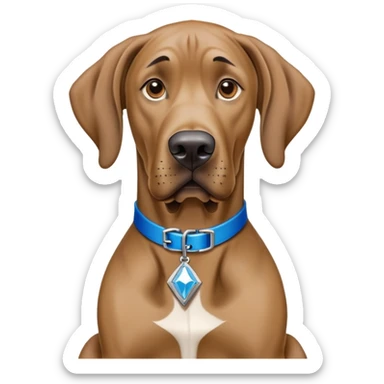 scooby doo, brown great dane with blue collar diamond shaped dog tag with gold s in middle sticker