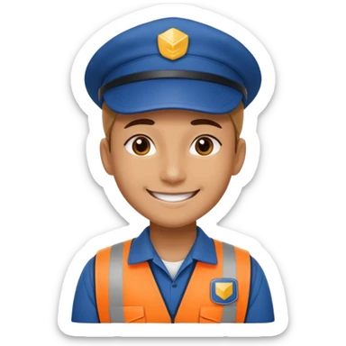 create a realistic emoji of a logistic worker resting on a parking spot sticker