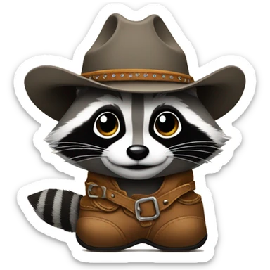 raccoon with cowboy boots sticker