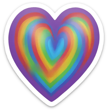 rainbow heart with white outline sticker
