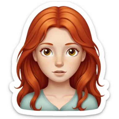 Red-haired girl with long hair and freckles sticker