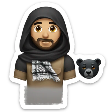 Arab guy with a keffiyeh and black bear  sticker
