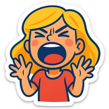 blonde girl screaming, expressive, vibrant style sticker