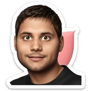 smiling boy with balloon sticker