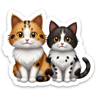 two cats. one black and white. one brown with black spots sticker