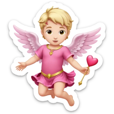 Full body Cupid in pink with no bow in hair flying sticker