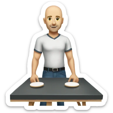 Bald Caucasian man playing cornhole sticker