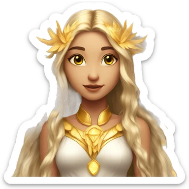 big wings, sun, gold, Beautiful, fairy, long hair sticker