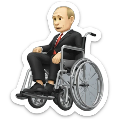 Depressed vladimir putin monke uitcase golden wheelchair jump sticker