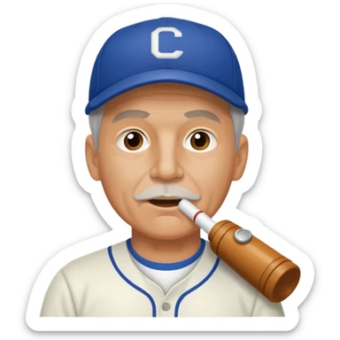 Older Baseball Coach with sports whistle sticker