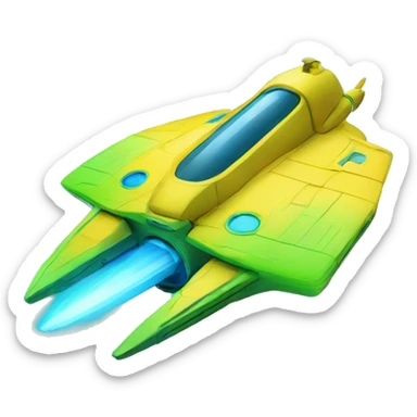 spaceship yellow green blue tone sticker