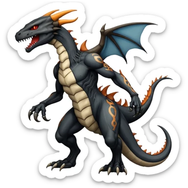  Venom-Marowak-Charizard-Xenomorph-hybrid-fantasy-creature (full body) with tattoos and scale markings sticker