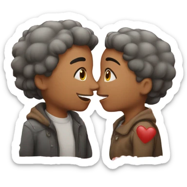 male and female kissing in love with hearts around them sticker