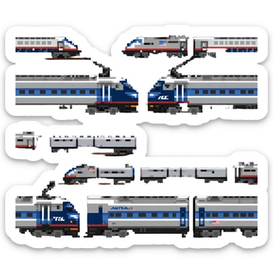 Amtrak ACS-64 electric locomotive with catenary wires and tracks sticker