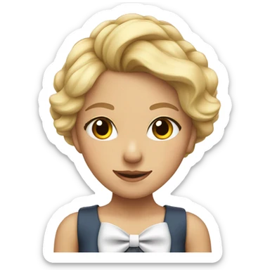 A pretty blonde girl with a bow sticker