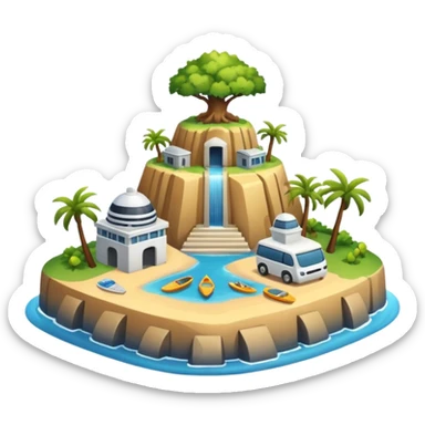 advanced modern island with advanced infrastructure sticker