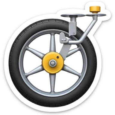 Emoji-style aircraft landing gear with a single wheel and strut, simplified design, clean lines, cartoon-like, isolated on white background, minimal shading sticker
