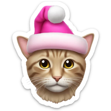 Cat with pink Christmas hat sticker