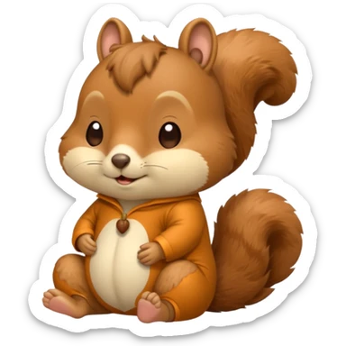 squirrel in acorn pajama suit snoring sticker