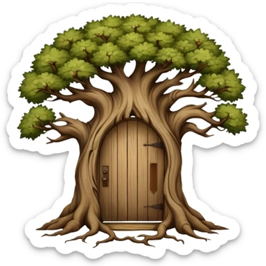 large and old bitch tree with door sticker