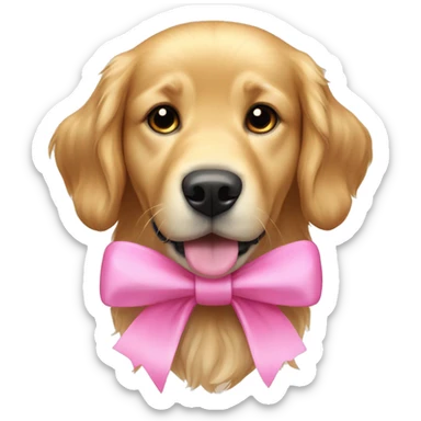 dog golden retriever with a pink bow sticker