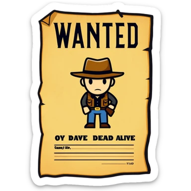 A wanted Dead or Alive sign posted on the wall for Sammy sticker