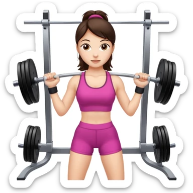 Brunette fair skin girl gym working out weights sticker