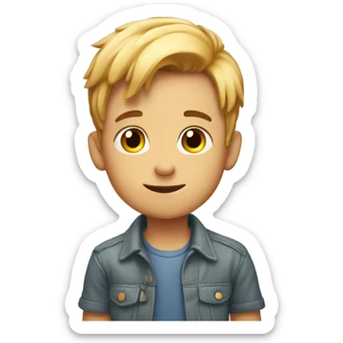 a boy keeping his hand on his heart sticker