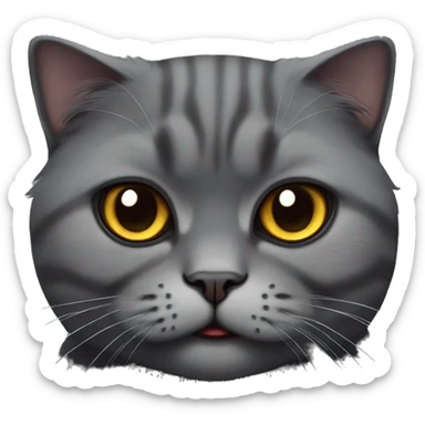 Dark grey scottish fold cat evil smile  sticker