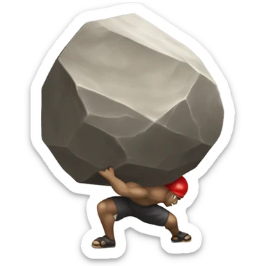 Sisyphus pushing his boulder uphill sticker