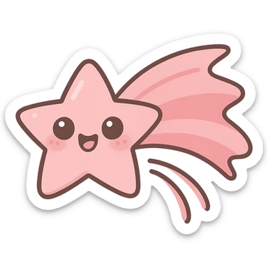 a cute pink shooting star, original design, big eyes, blushing cheeks, joyful sticker