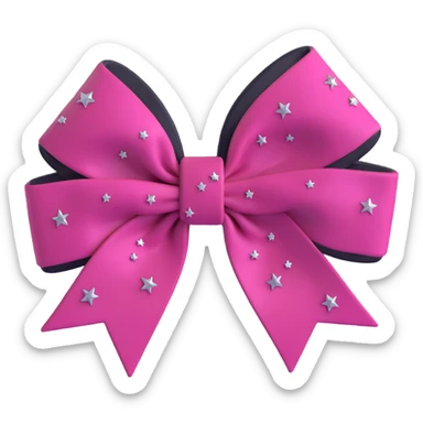 gothic style 3D emoji bow, black velvet with dark rose details, silver stars, romantic gothic sticker