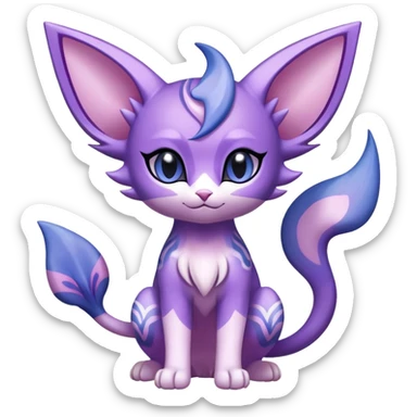 Shiny Exotic Cute Adorable Majestic Espeon-Purrloin-Mew-Meowstic-Hybrid-Creature with pattern-markings sticker
